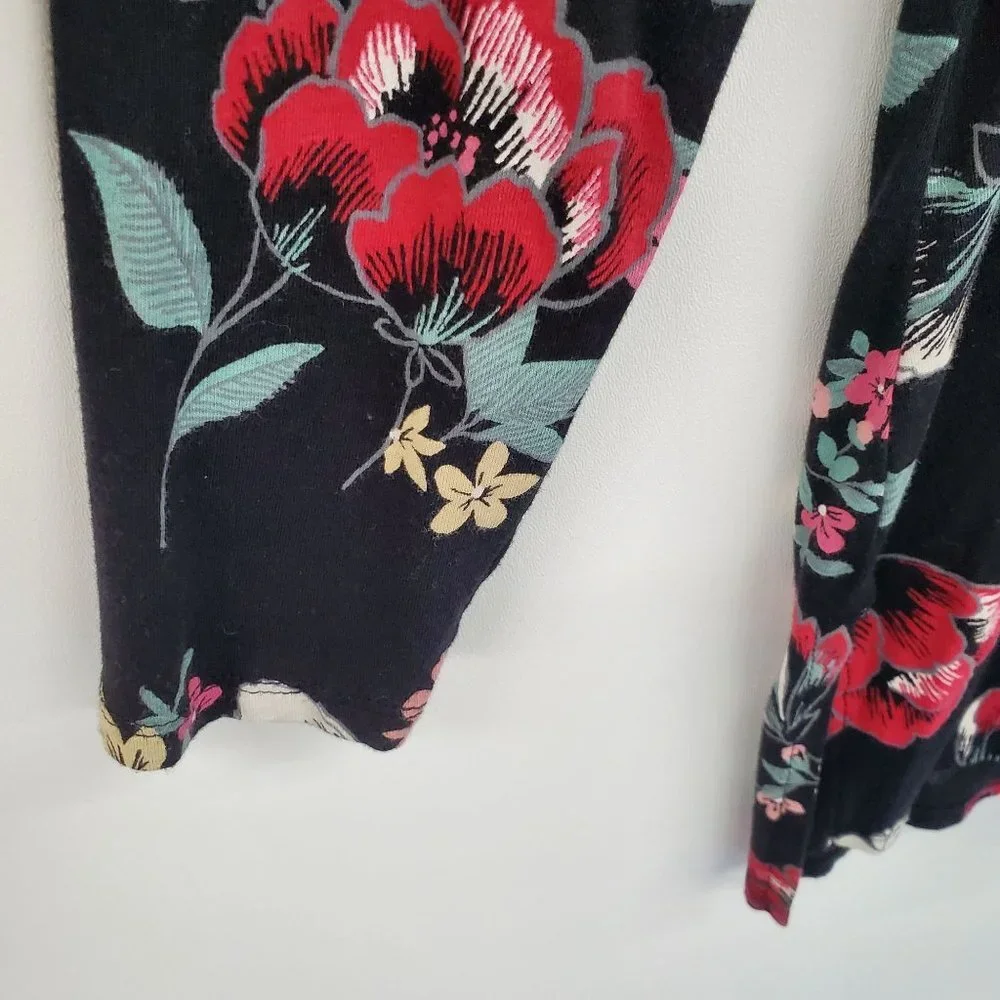 Terra & Sky Womens Floral 3/4 Sleeve Tunic Top Size 0X (14W) Black Red Casual - Picture 4 of 8